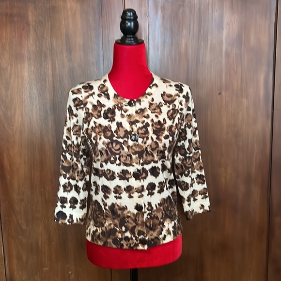 J Crew Chocolate Rosebuds Abstract Cardigan M - Picture 9 of 9